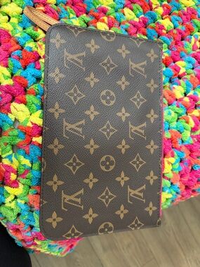 Louis Vuitton Brown Monogram Canvas Pouch with Pink Trim